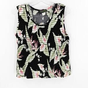 Vintage Kauaiana Hawaii Tropical Stretch Sleeveless Top Women's Size XL FLAWED